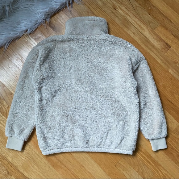 Spider Cozy Beige Sherpa 1/4 Zip Fleece Women Sweater - Picture 5 of 12